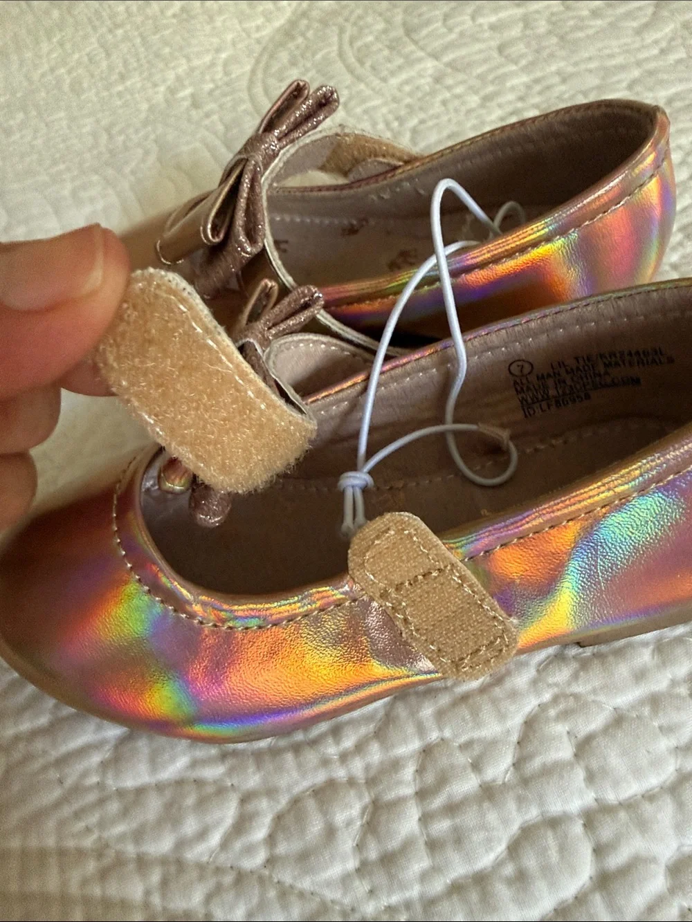 Girls' Iridescent Bow Mary Jane Kids Shoes - Rose Gold